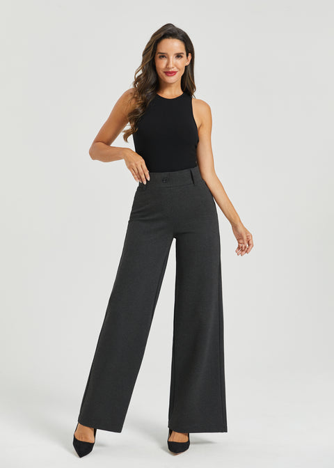 Classic High-Waist DPYP™ Dress Pant Yoga Pants | Wide (Charcoal)
