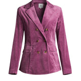 Double Breasted Blazer | Stretch Corduroy (Aubergine)