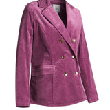 Double Breasted Blazer | Stretch Corduroy (Aubergine)