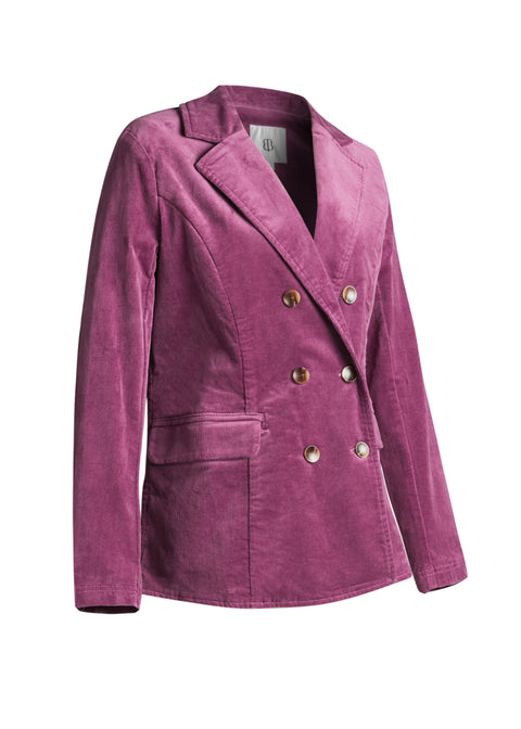 Double Breasted Blazer | Stretch Corduroy (Aubergine)