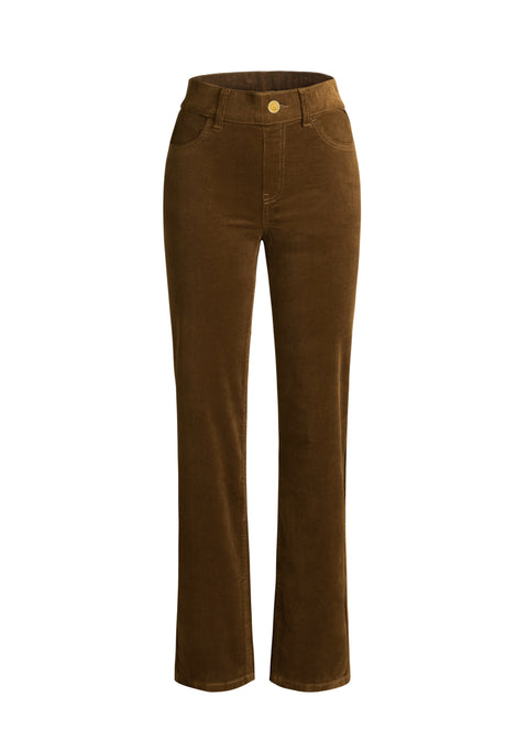 Signature Mid-Rise Corduroy | Straight (Brown)
