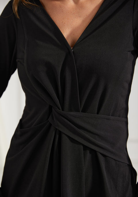 Twist-Front Long Sleeve (Black) - Final Sale
