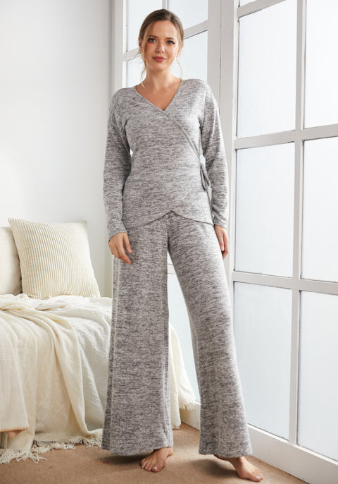 UltraEase Side-Tie Wrap Top (Heather Charcoal) - Final Sale