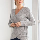 UltraEase Side-Tie Wrap Top (Heather Charcoal) - Final Sale