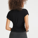 Cap Sleeve Cowl Neck Top (Black)
