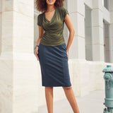 Cap Sleeve Cowl Neck Top (Olive)