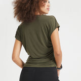 Cap Sleeve Cowl Neck Top (Olive)