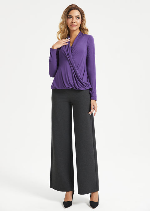 Surplice Long Sleeve Tunic (Aubergine) - Final Sale