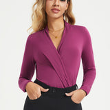 Surplice Long Sleeve Tunic (Burgundy) - Final Sale