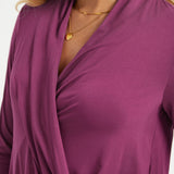 Surplice Long Sleeve Tunic (Burgundy) - Final Sale