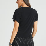 Tie Waist Boatneck Top (Black)