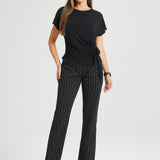 Tie Waist Boatneck Top (Black)