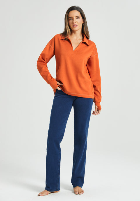 AirFlex Polo Knit Pullover (Rust) - Final Sale