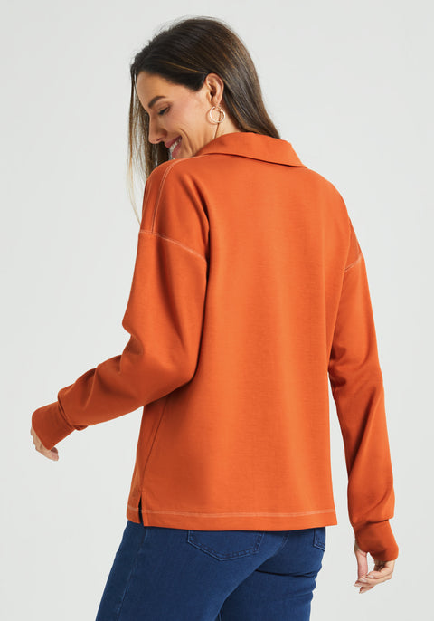 AirFlex Polo Knit Pullover (Rust) - Final Sale