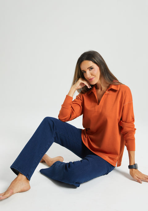AirFlex Polo Knit Pullover (Rust) - Final Sale