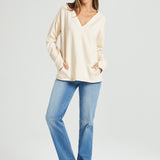 AirFlex V-Neck Pocket Detail Top (Ivory)