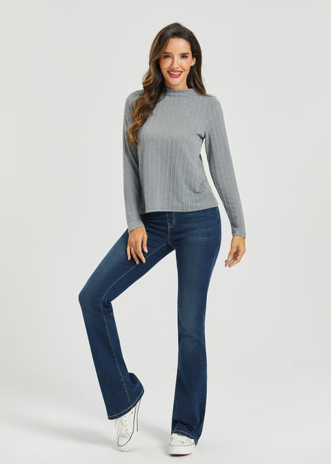 MiniCable Long Sleeve Mockneck (Charcoal) - Final Sale
