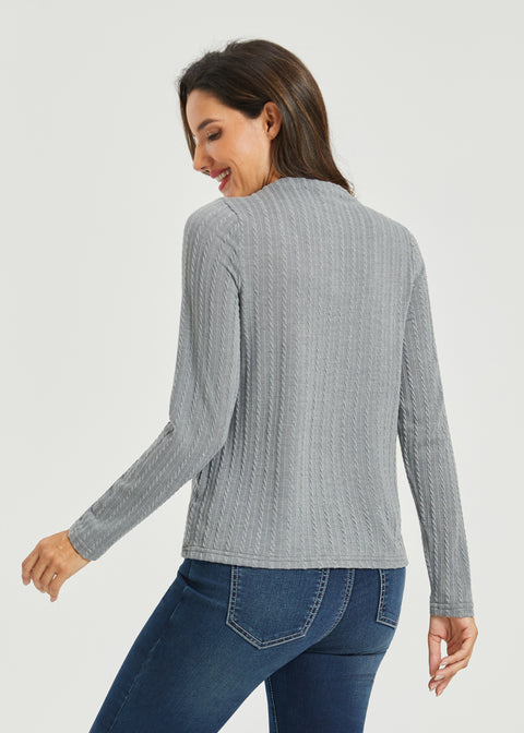 MiniCable Long Sleeve Mockneck (Charcoal) - Final Sale