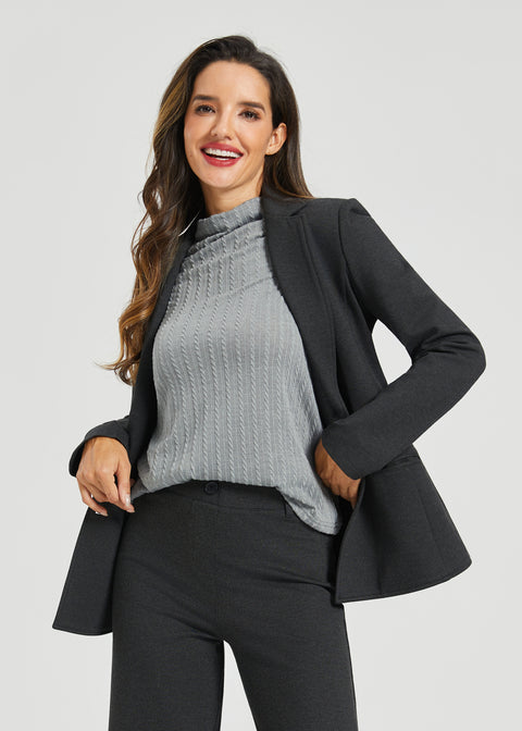 MiniCable Long Sleeve Mockneck (Charcoal) - Final Sale