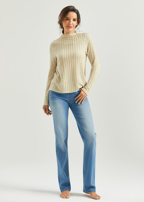 MiniCable Long Sleeve Mockneck (Oatmeal) - Final Sale