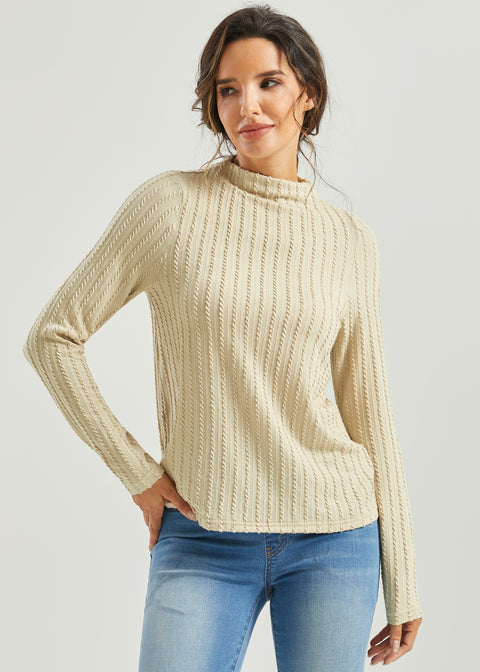 MiniCable Long Sleeve Mockneck (Oatmeal) - Final Sale