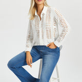 Eyelet Shirt Long Sleeve | Cotton (Star White) - Final Sale