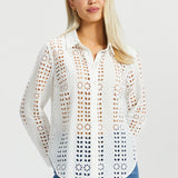 Eyelet Shirt Long Sleeve | Cotton (Star White) - Final Sale