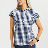 Cap Sleeve Shirt | Cotton (Navy Gingham) - Final Sale