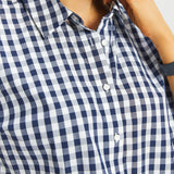 Cap Sleeve Shirt | Cotton (Navy Gingham) - Final Sale