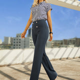 Cap Sleeve Shirt | Cotton (Navy Gingham) - Final Sale