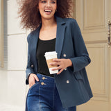 Double Breasted Blazer | Stretch Ponte (Navy)