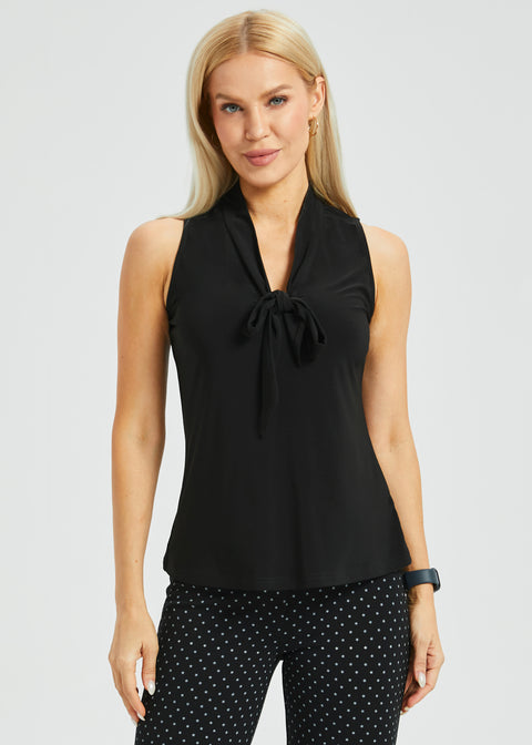 Sleeveless Bow Blouse (Black)