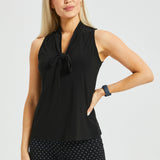 Sleeveless Bow Blouse (Black)