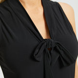 Sleeveless Bow Blouse (Black)