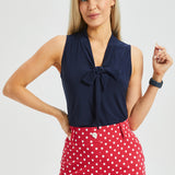 Sleeveless Bow Blouse (Navy) - Final Sale