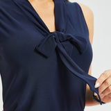 Sleeveless Bow Blouse (Navy) - Final Sale