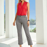 Sleeveless Pleated V-Neck Top (Red)