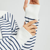 Airflex Contrast Trim Quarter Zip Pullover (Ivory Navy Stripe)