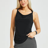 Twist Strap Cowl Neck Top (Black) - Final Sale