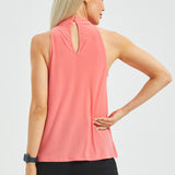 Mock Tie Neck Cutaway Top (Coral) - Final Sale