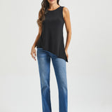 Asymmetrical Hem Sleeveless Tunic | Matte Jersey (Black)