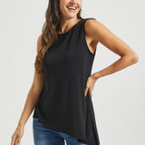 Asymmetrical Hem Sleeveless Tunic | Matte Jersey (Black)
