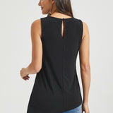 Asymmetrical Hem Sleeveless Tunic | Matte Jersey (Black)