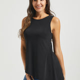 Asymmetrical Hem Sleeveless Tunic | Matte Jersey (Black)
