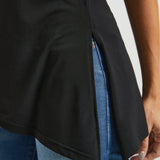Asymmetrical Hem Sleeveless Tunic | Matte Jersey (Black)