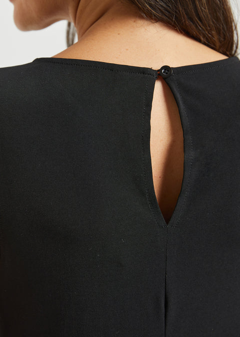 Asymmetrical Hem Sleeveless Tunic | Matte Jersey (Black)