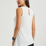 Asymmetrical Hem Sleeveless Tunic | Matte Jersey (Ivory) - Final Sale