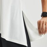 Asymmetrical Hem Sleeveless Tunic | Matte Jersey (Ivory) - Final Sale