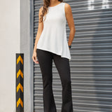 Asymmetrical Hem Sleeveless Tunic | Matte Jersey (Ivory) - Final Sale