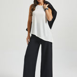 Asymmetrical Hem Sleeveless Tunic | Matte Jersey (Ivory) - Final Sale